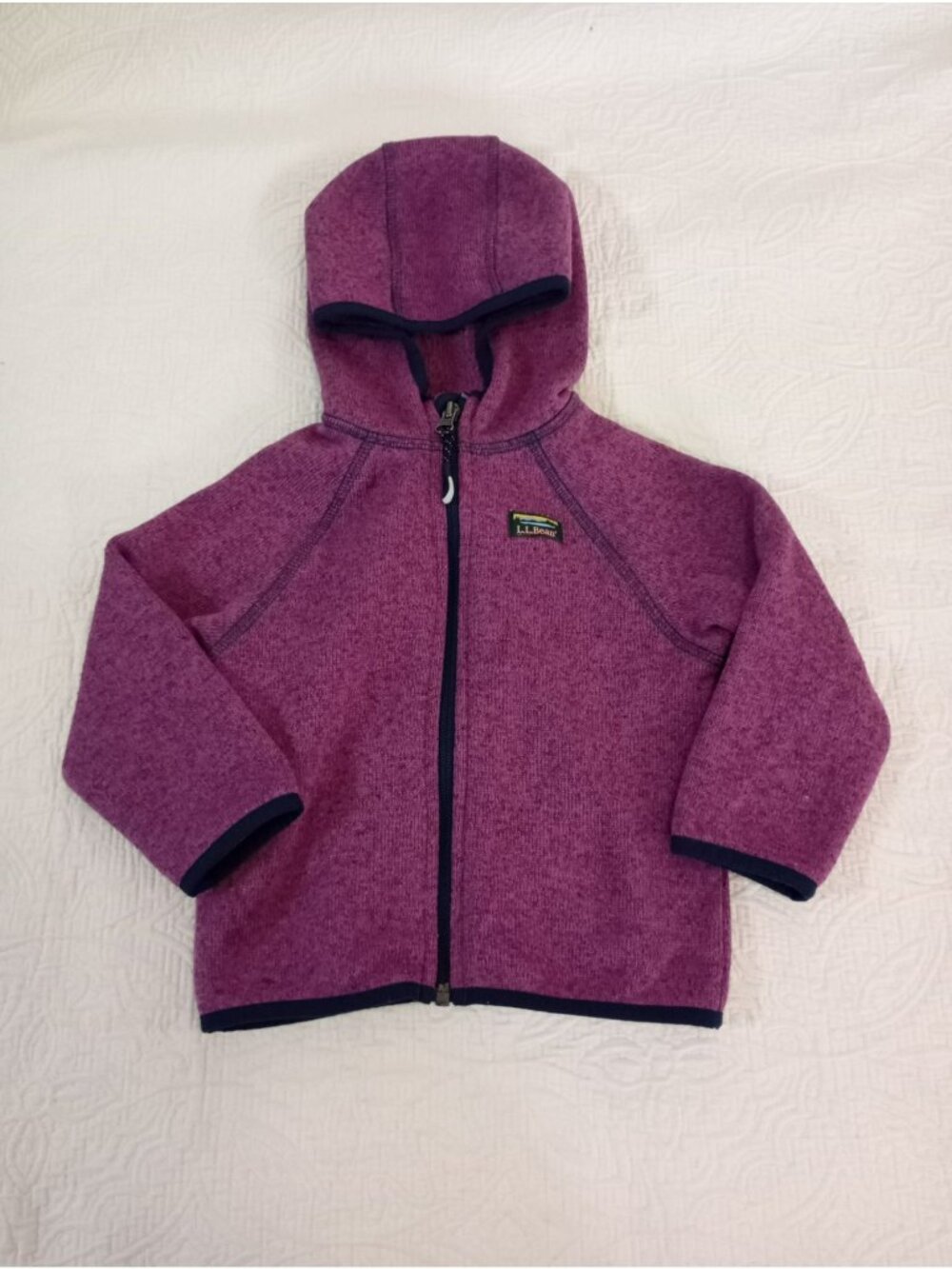 L.L. Bean jacket Hooded Fleece Baby 12-18 M Toddle Purple Full-Zip